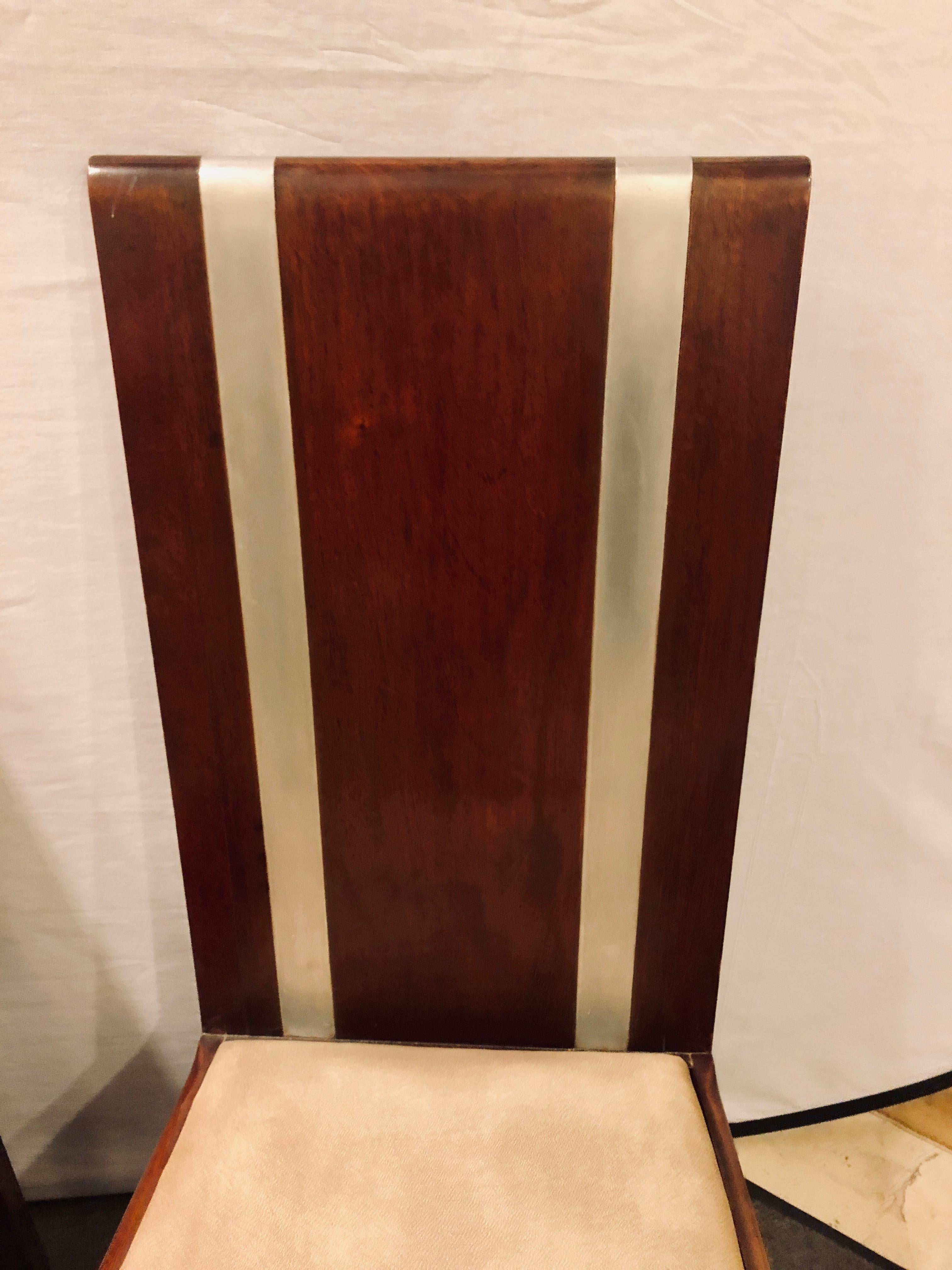 Wood Six Mid-Century Modern or Art Deco Dining Chairs in the Manner of Jean M. Frank
