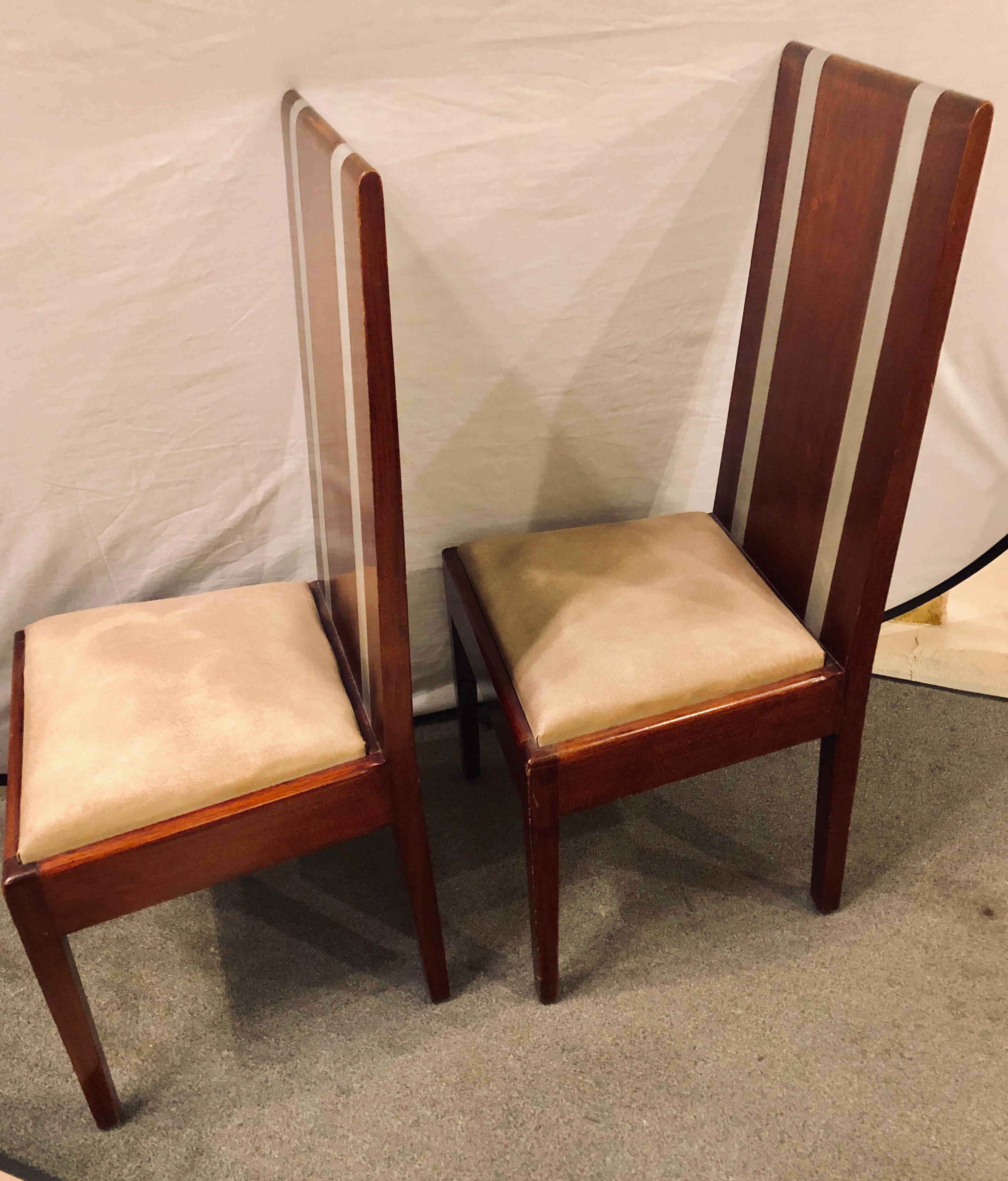 Six Mid-Century Modern or Art Deco Dining Chairs in the Manner of Jean M. Frank 1