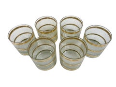 Six Mid-Century Modern Rocks Glasses by Culver in the "Icicle" Pattern
