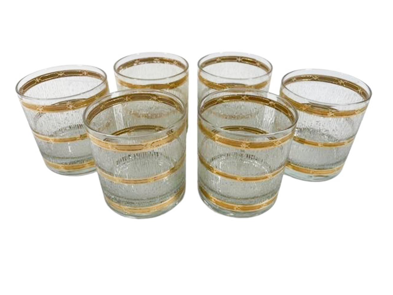 Sechs moderne Berggläser aus der Mitte des Jahrhunderts von Culver mit „Icicle“-Muster (amerikanisch) im Angebot