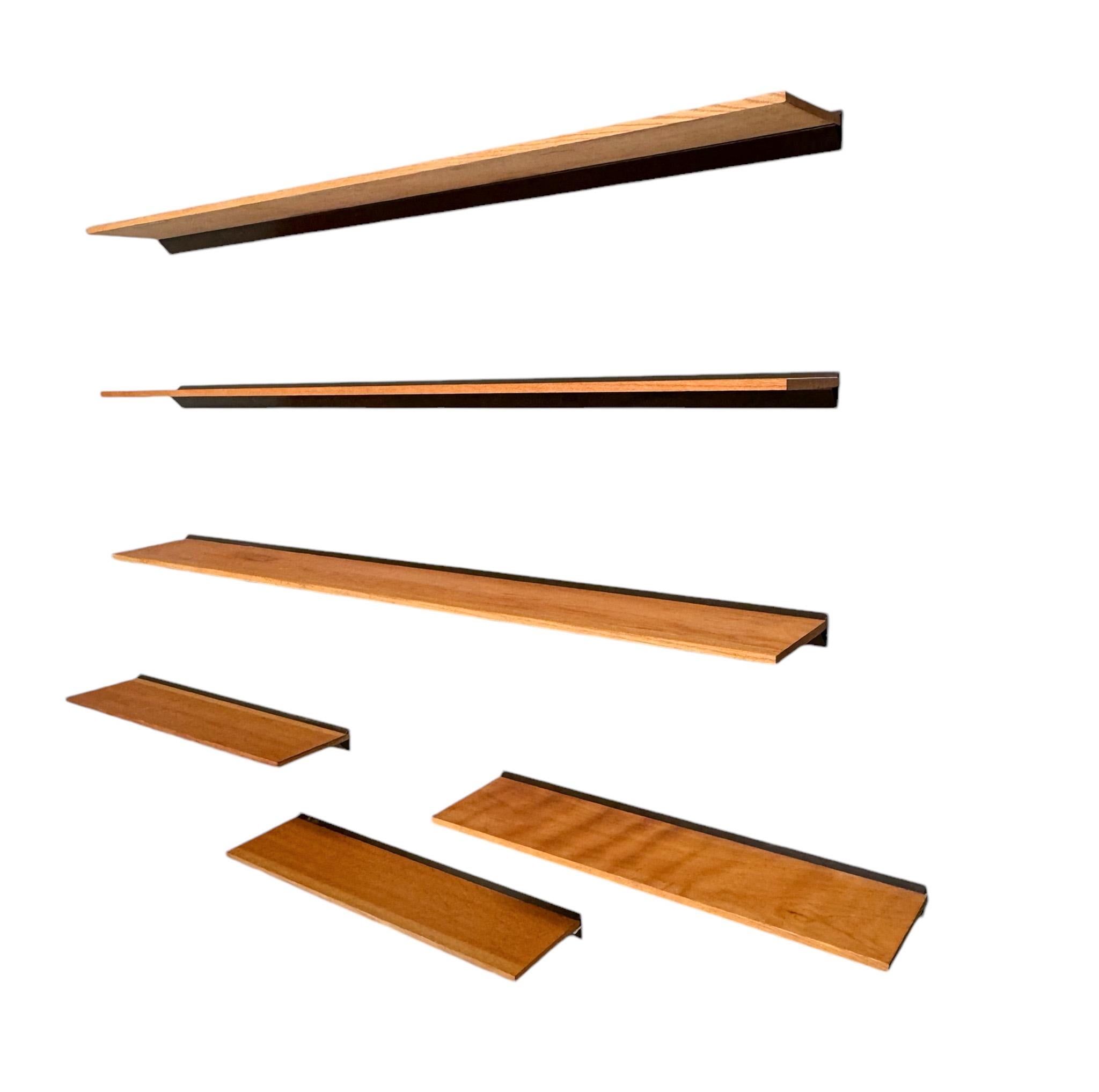 Dutch Six Mid-Century Modern Wall Mounted Shelves, 1970s For Sale