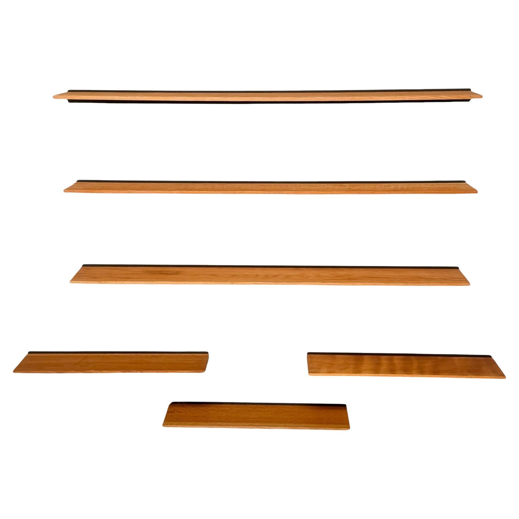 Six Mid-Century Modern Wall Mounted Shelves, 1970s