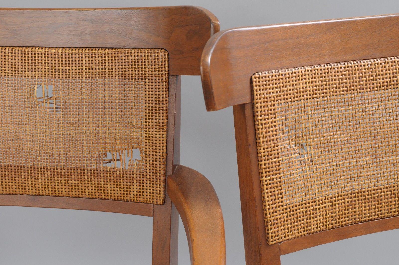 mid century modern cane back dining chairs