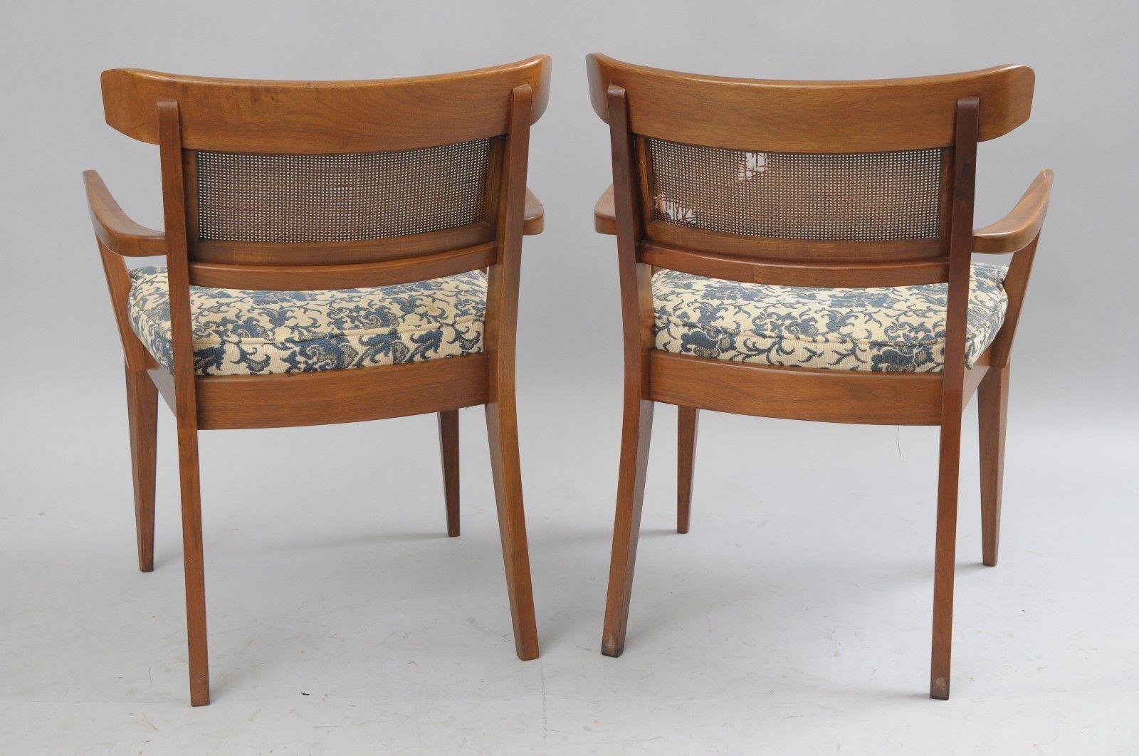Mid-20th Century Six Mid-Century Modern Walnut Curved Cane Back Dining Chairs Tomlinson Style
