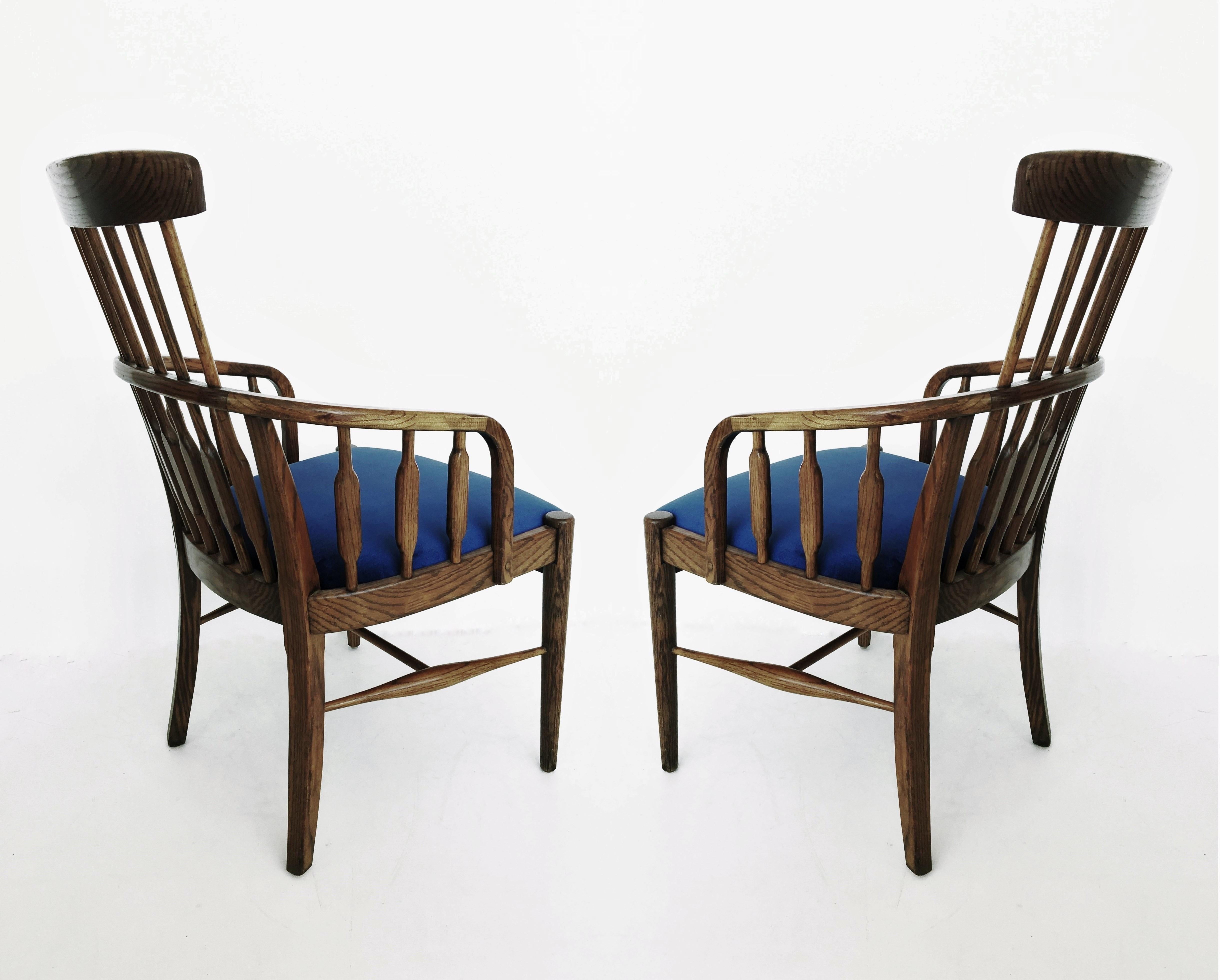 Mid-20th Century Six Mid-Century Modern Windsor Tall Back Dining Chairs