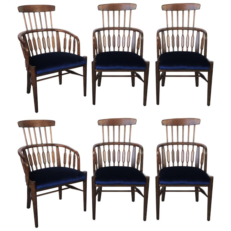 Six Mid-Century Modern Windsor Tall Back Dining Chairs at 1stDibs | mid ...