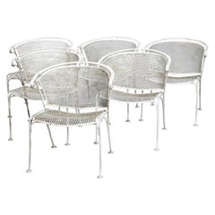 Six Mid-Century Modern Wire Mesh Patio Armchairs, 20th Century