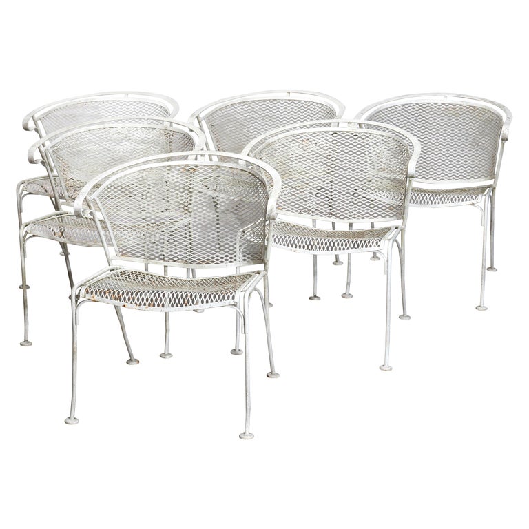 Six MidCentury Modern Wire Mesh Patio Armchairs, 20th Century at 1stDibs