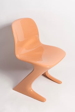 Six Mid Century Orange Apricot Kangaroo Chairs, Ernst Moeckl, Germany, 1968