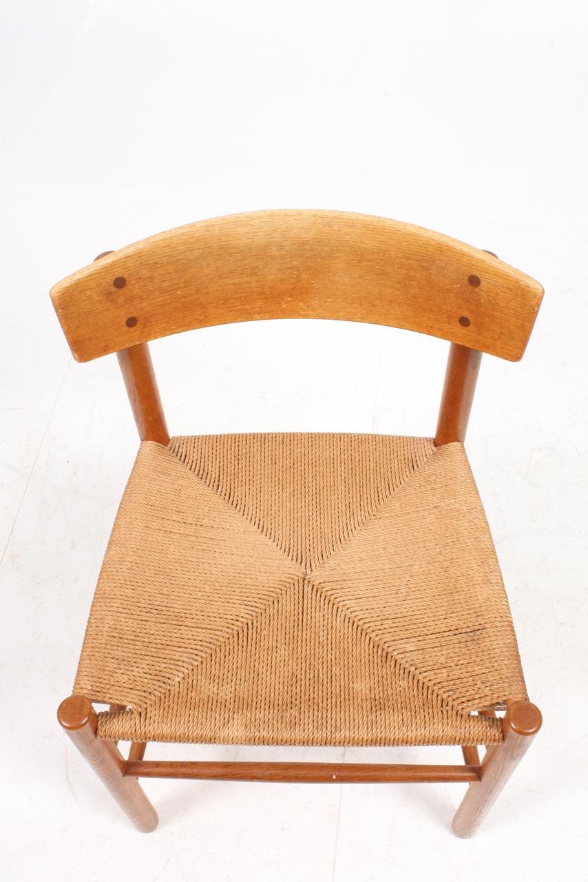 Six Midcentury Side Chairs in Oak and Paper Cord by Børge Mogensen 1