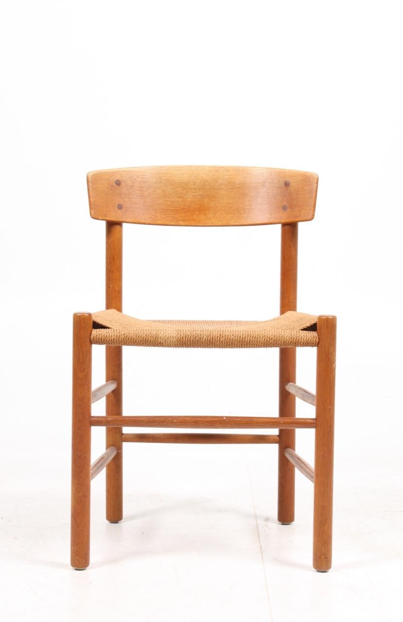 Six Midcentury Side Chairs in Oak and Paper Cord by Børge Mogensen 3