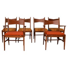 Vintage Six Mid Century Walnut Dining Chairs Lane Tuxedo Inlay