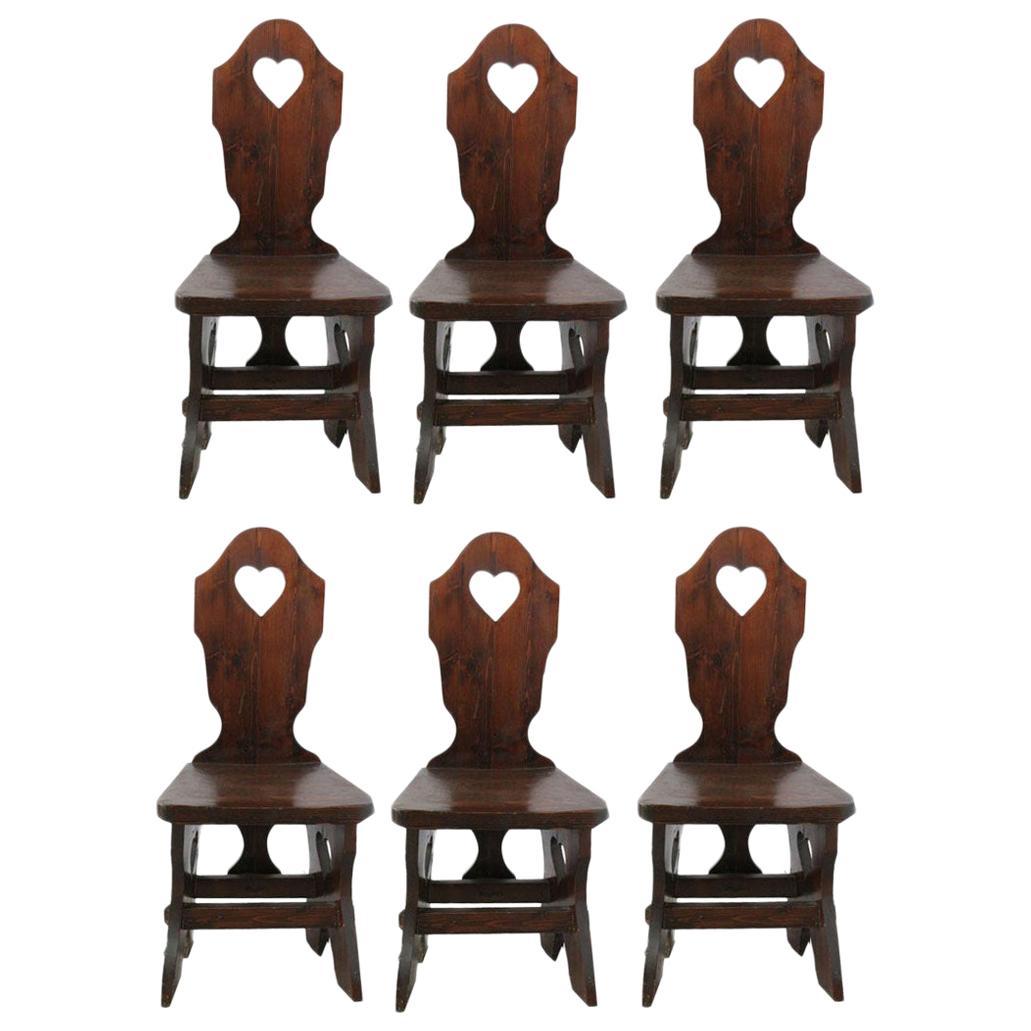 Six Midcentury Chairs Spanish Log Cabin Dining Chairs Swiss Alp Style