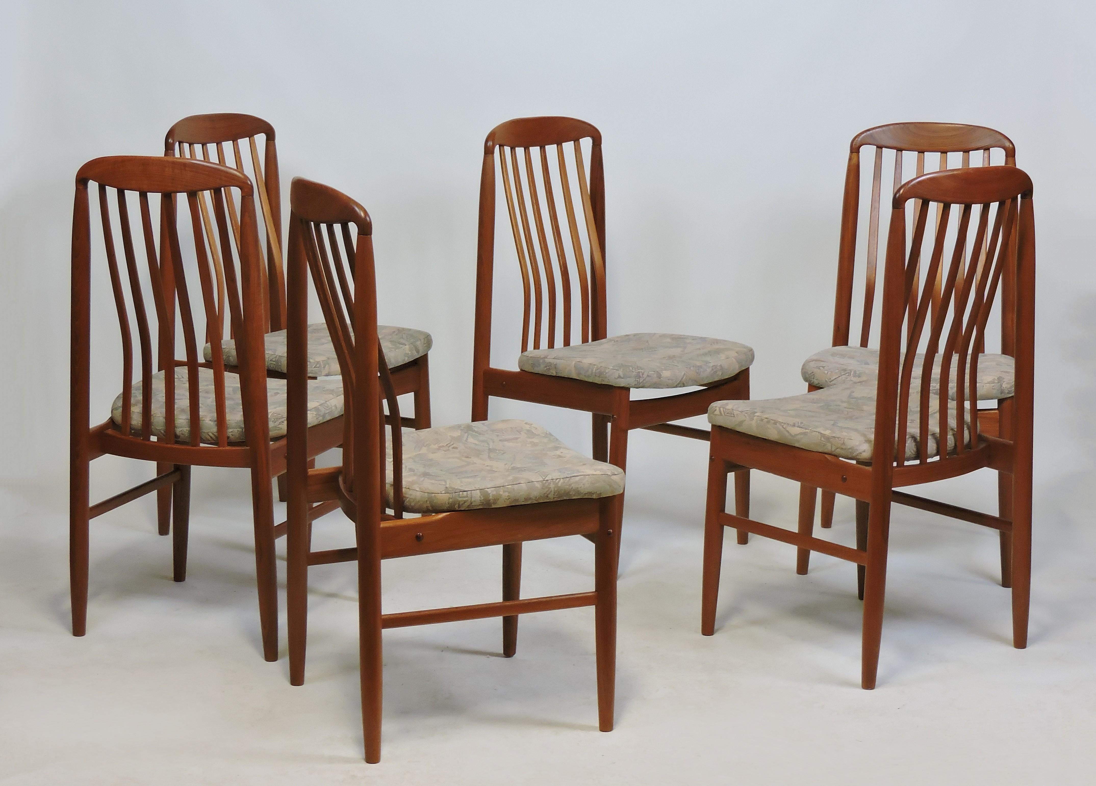 Upholstery Six Midcentury Danish Modern Teak Benny Linden Dining Chairs