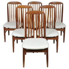 Six chaises de salle à manger Benny Linden en teck:: de style moderne danois du milieu du siècle