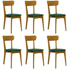 Six Midcentury Dining Chairs French Kitchen, circa 1950