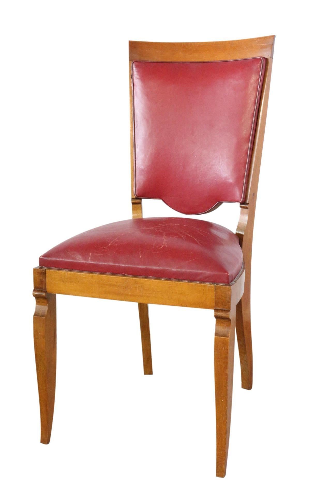 red leather dining chairs