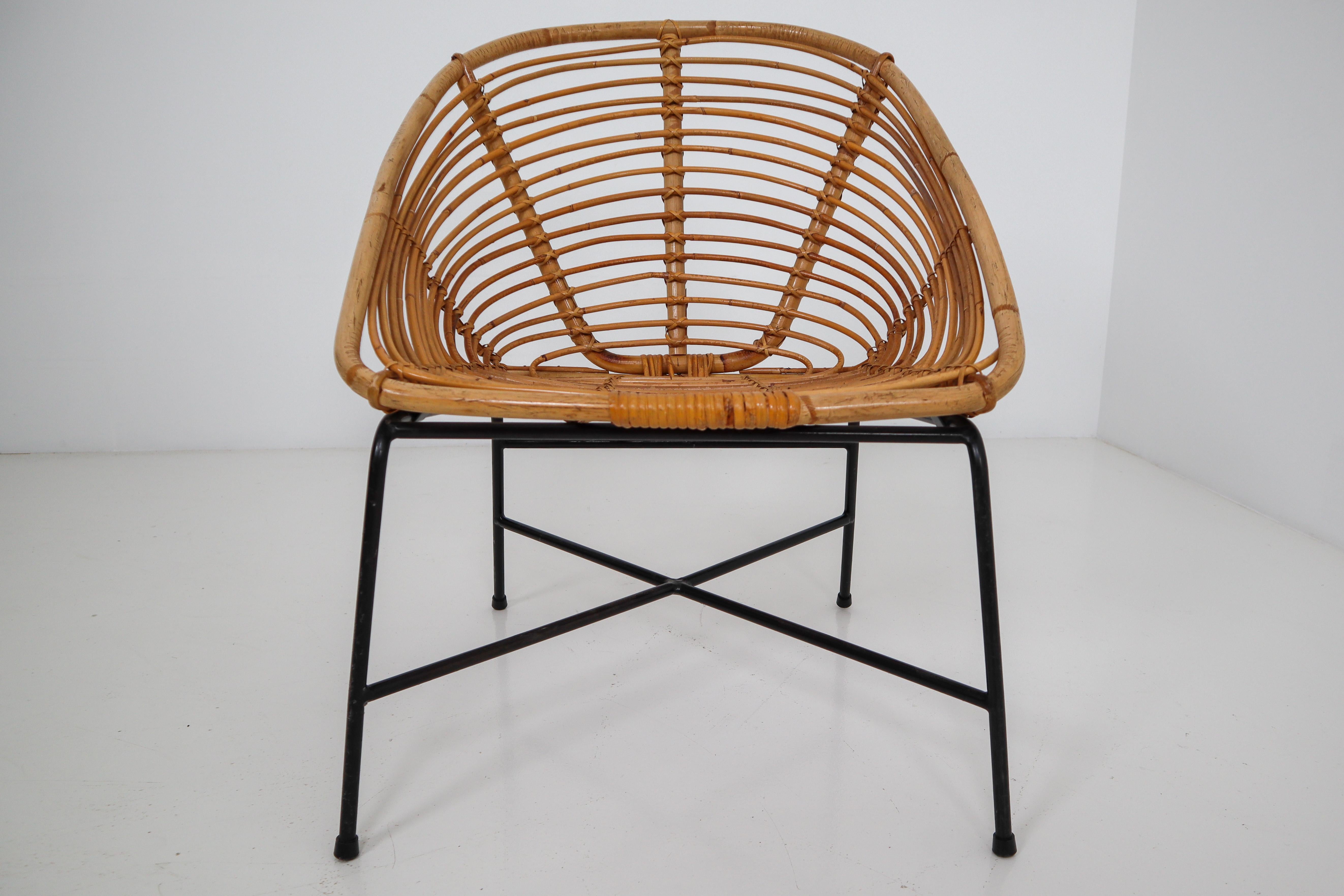 wicker and iron chair