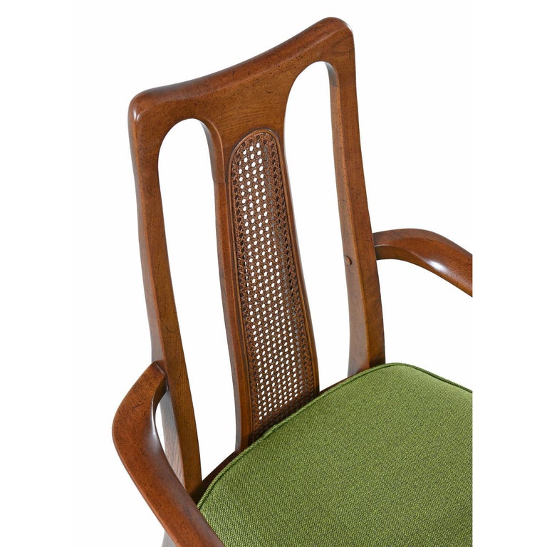 White Furniture Walnut High Back Cane Dining Chairs with New Nubby