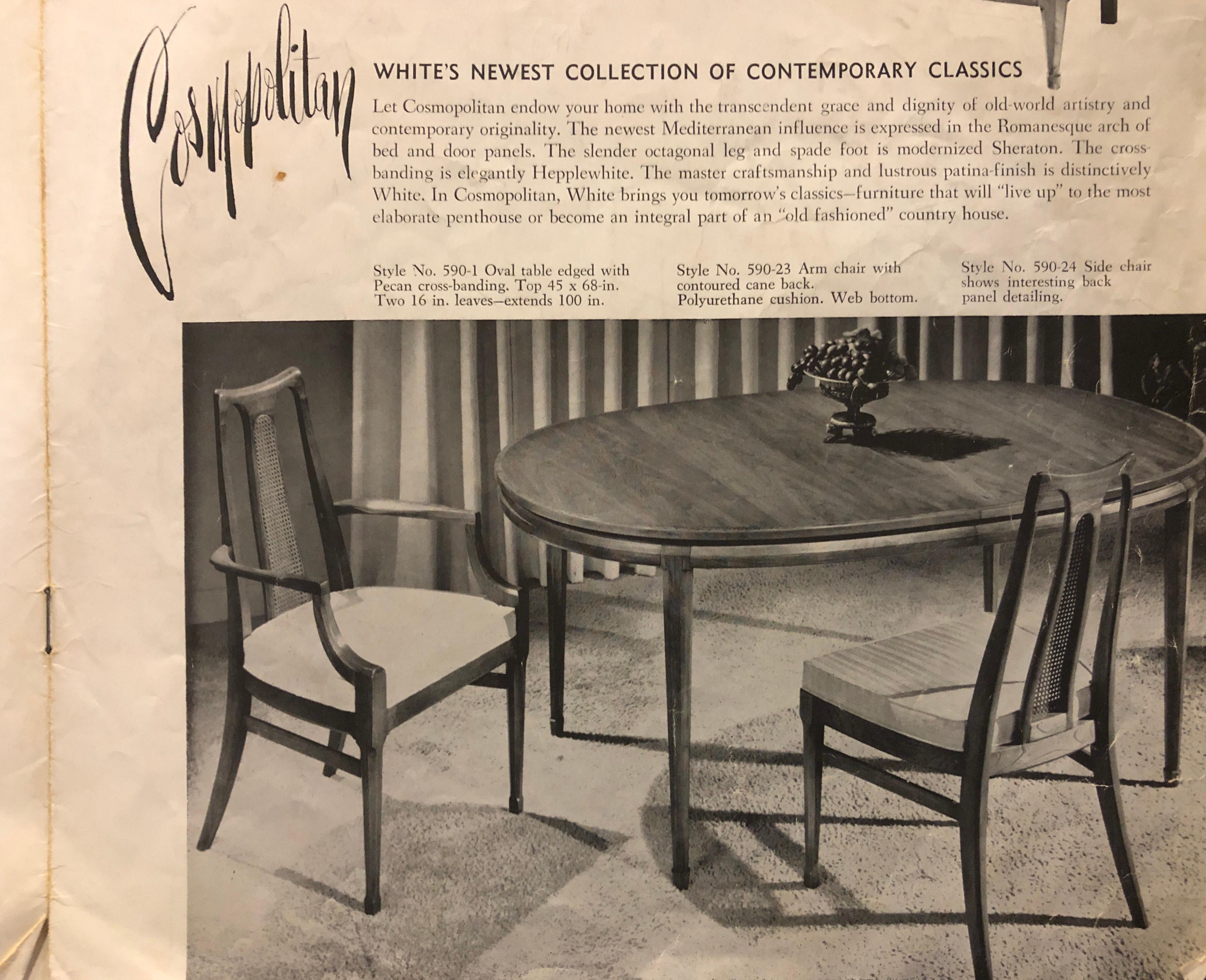 White Furniture Walnut High Back Cane Dining Chairs with New Nubby