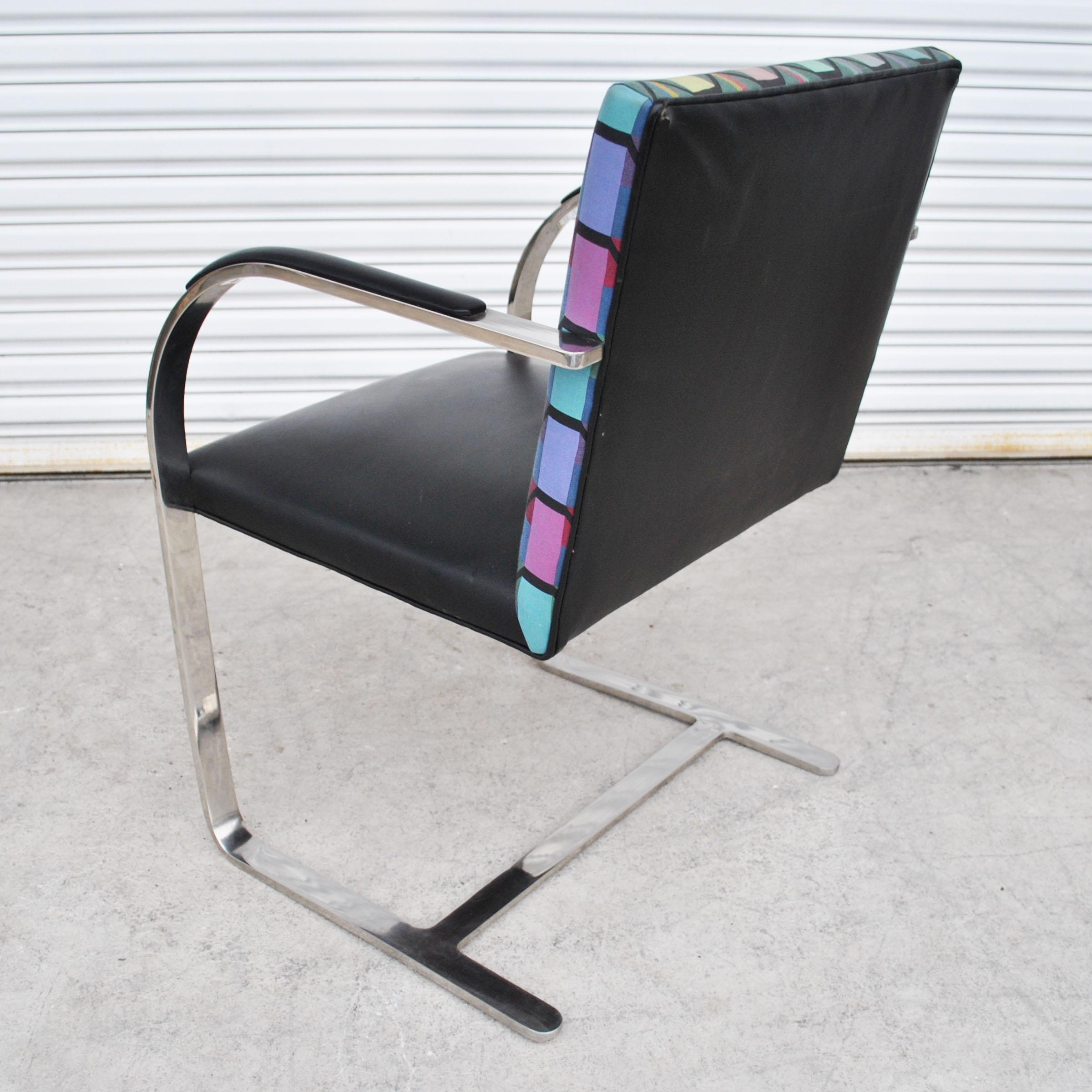 Six Mies Van Der Rohe Stainless Steel Flat Bar Brno Arm Chairs 1
