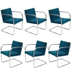 Six Mies van der Rohe Tubular Brno Chairs by Knoll