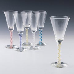 Six Mike Hunter Colour Twist Stem Wine Goblets