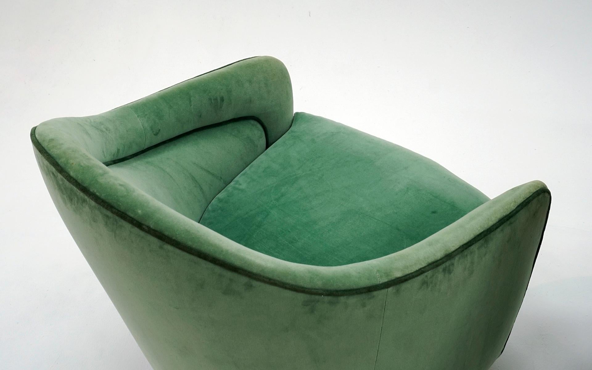 Six Milo Baughman. High Back Tilt Swivel Lounge Chairs. New Green Upholstery. 3