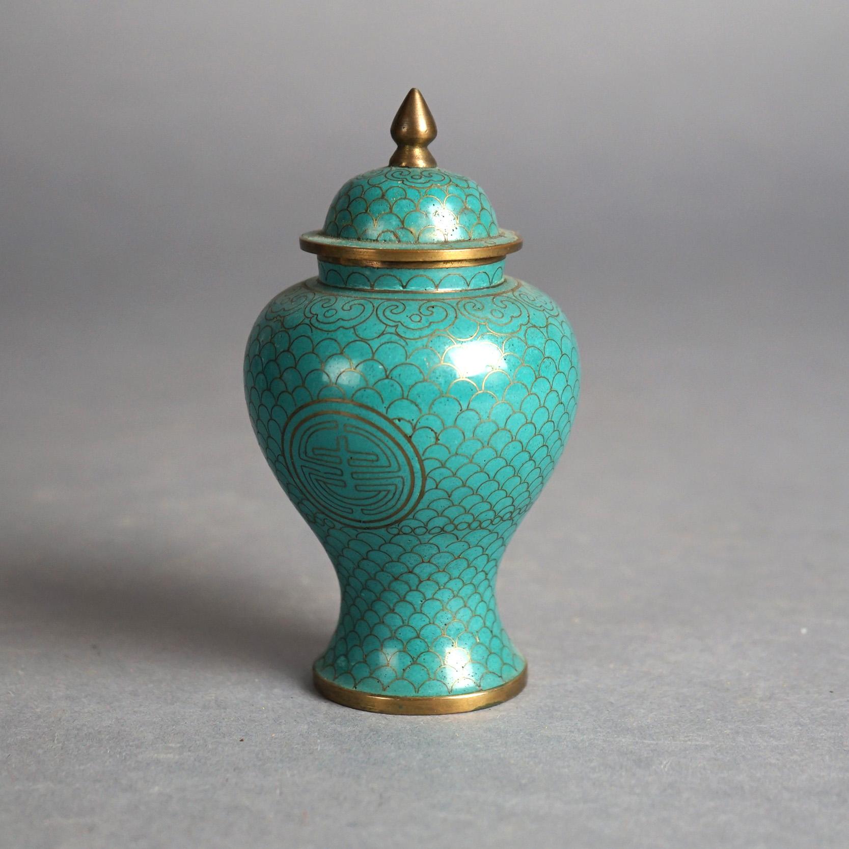 Six Miniature Antique Japanese Meiji Cloisonne Enameled Flower Vases C1920 For Sale 5