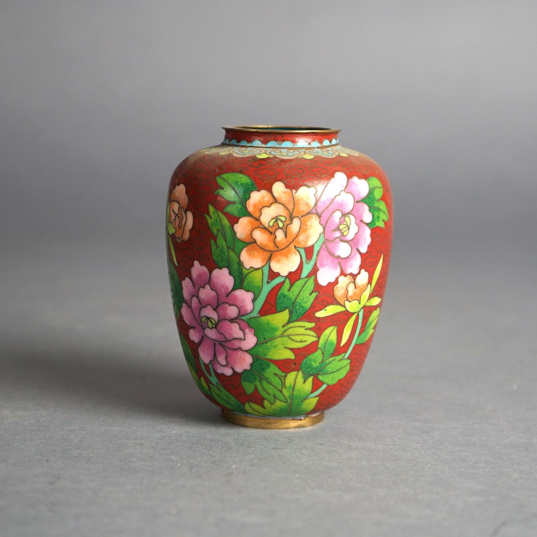 Six Miniature Antique Japanese Meiji Cloisonne Enameled Flower Vases C1920 For Sale 9