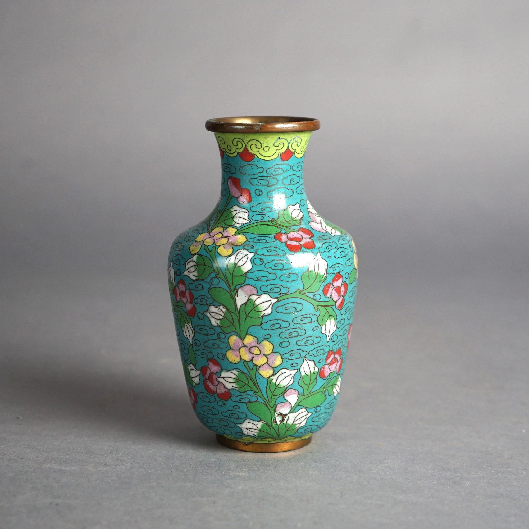 Six Miniature Antique Japanese Meiji Cloisonne Enameled Flower Vases C1920 For Sale 12