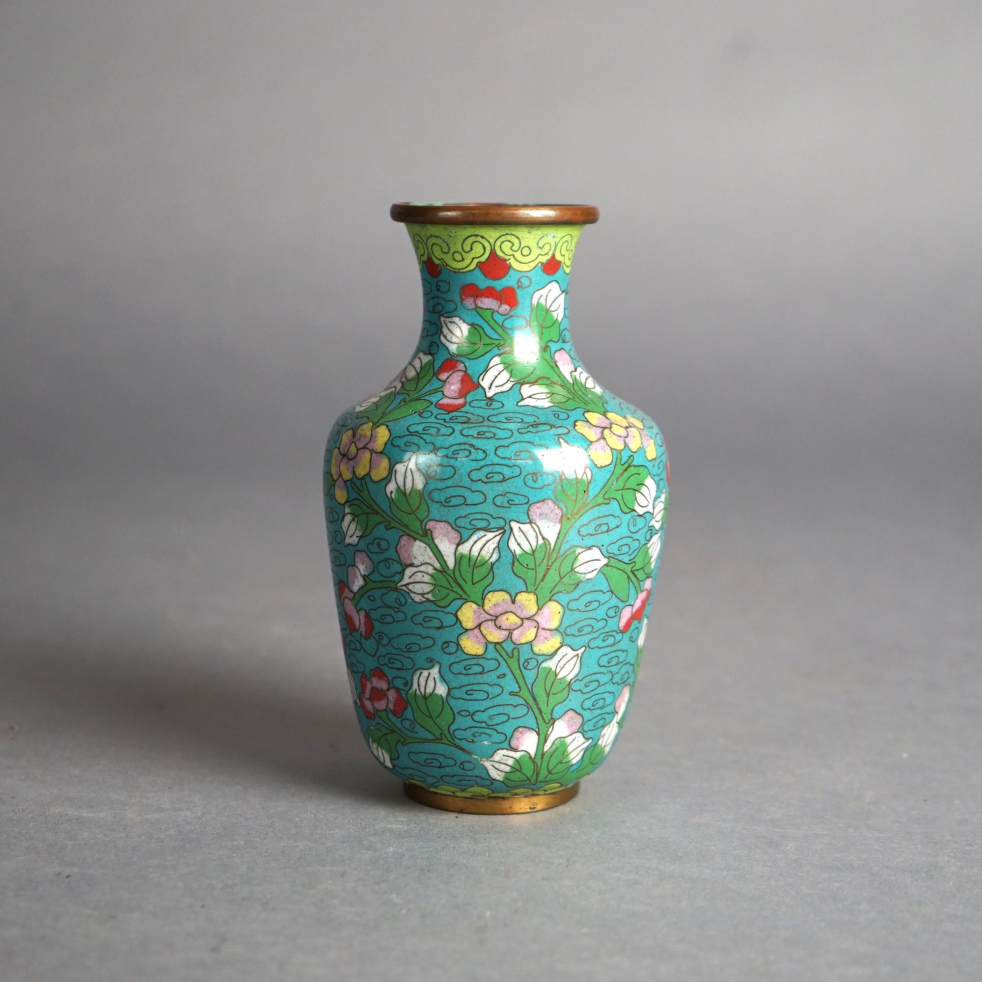 Six Miniature Antique Japanese Meiji Cloisonne Enameled Flower Vases C1920 For Sale 13