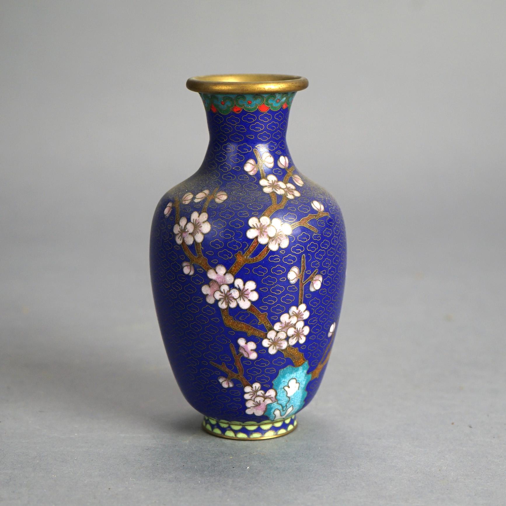 Cloissoné Six Miniature Antique Japanese Meiji Cloisonne Enameled Flower Vases C1920 For Sale