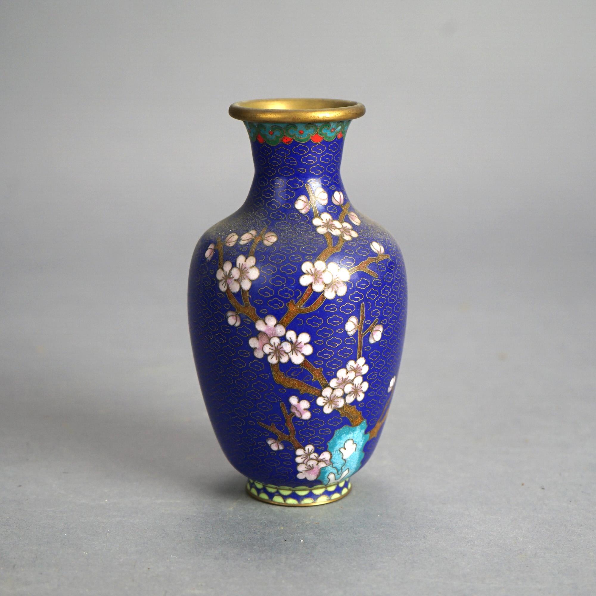 20th Century Six Miniature Antique Japanese Meiji Cloisonne Enameled Flower Vases C1920 For Sale