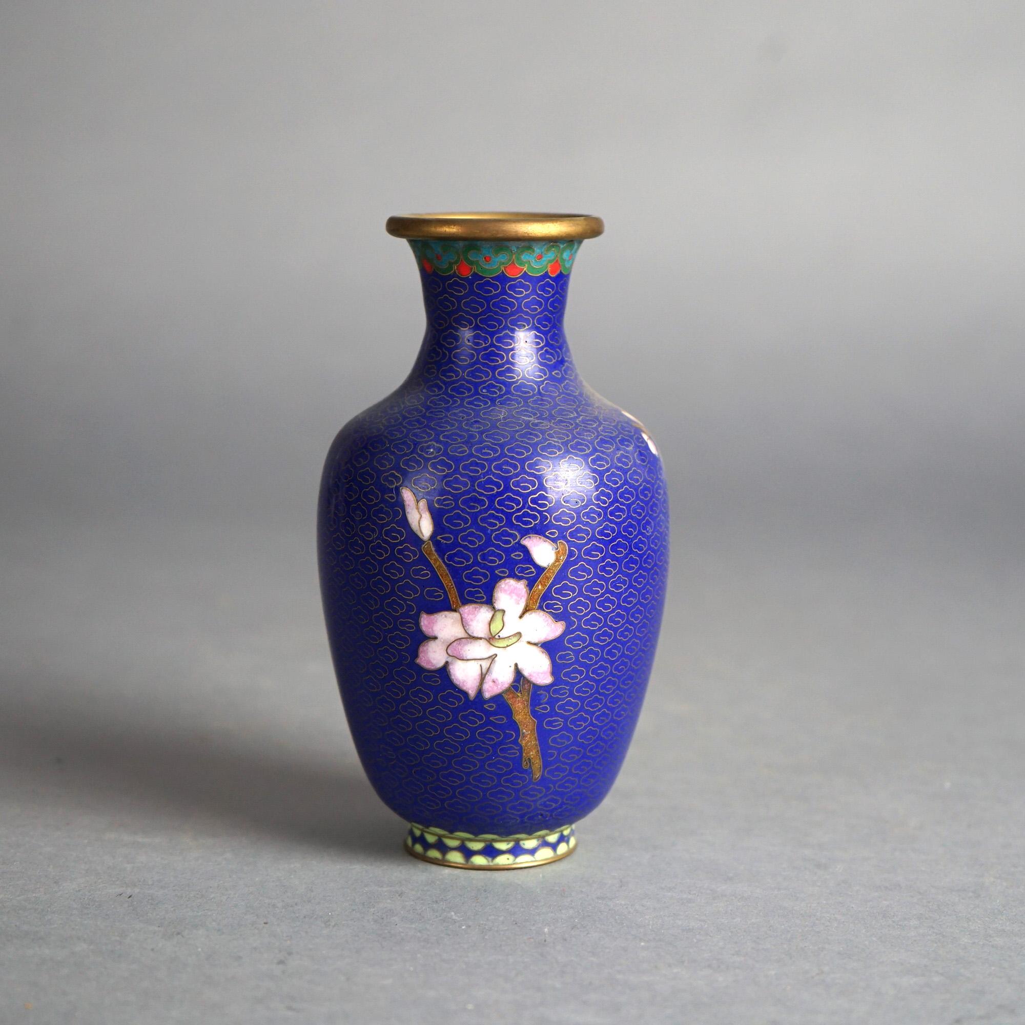 Six Miniature Antique Japanese Meiji Cloisonne Enameled Flower Vases C1920 For Sale 1