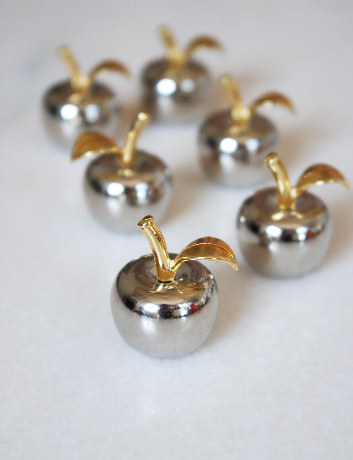 Metal Six Miniature Italian Apple Name Place Holders