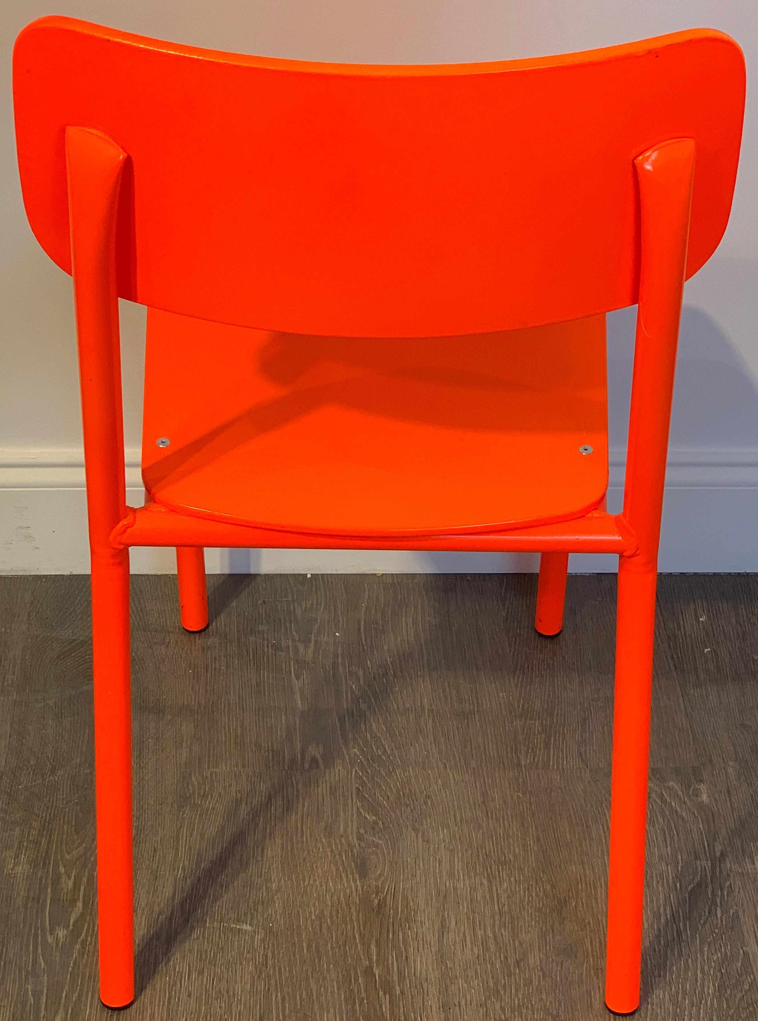 Contemporary Six Modern ML45 Neon Red Chairs by Declercq Mobilier