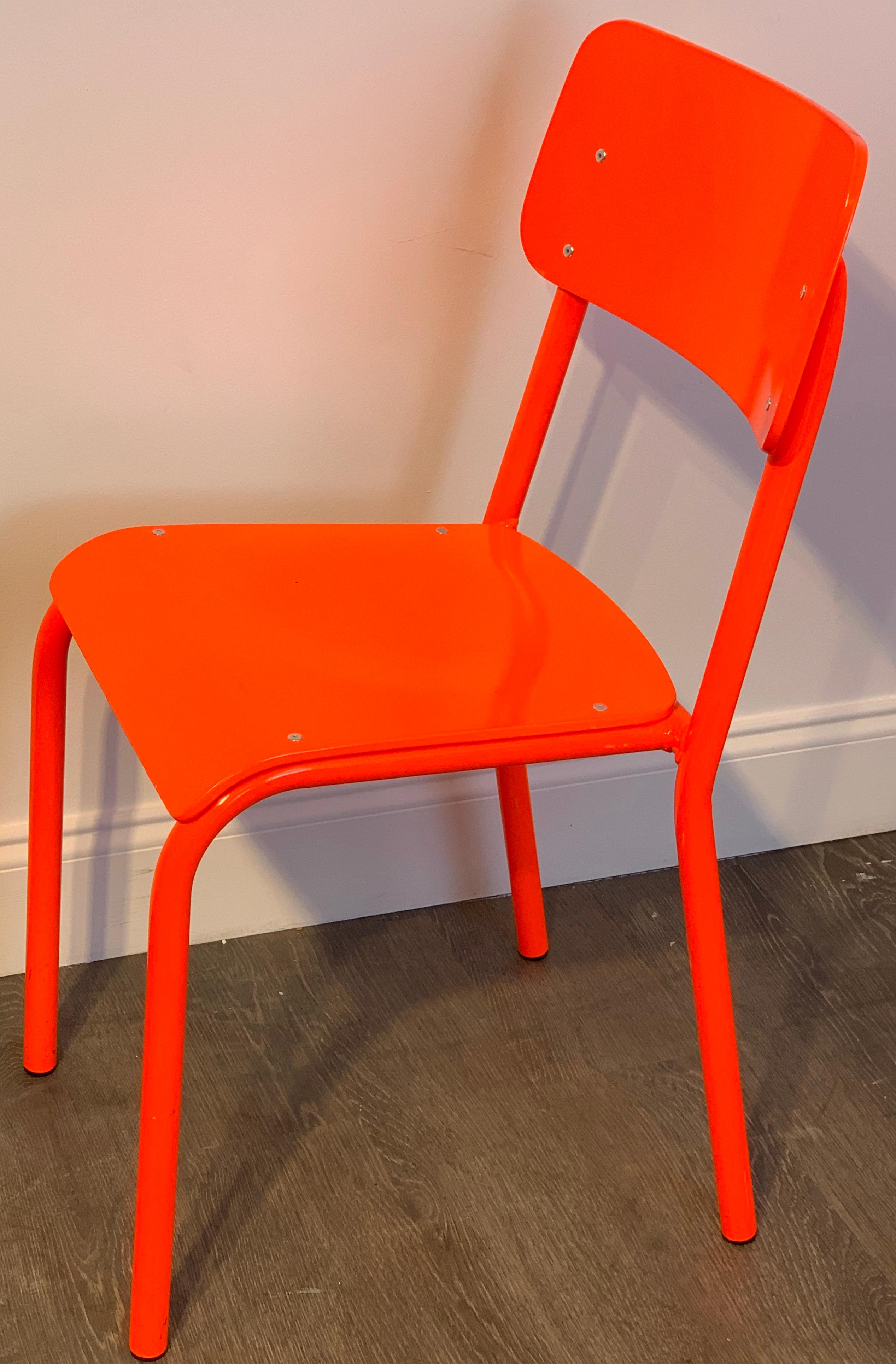 Metal Six Modern ML45 Neon Red Chairs by Declercq Mobilier