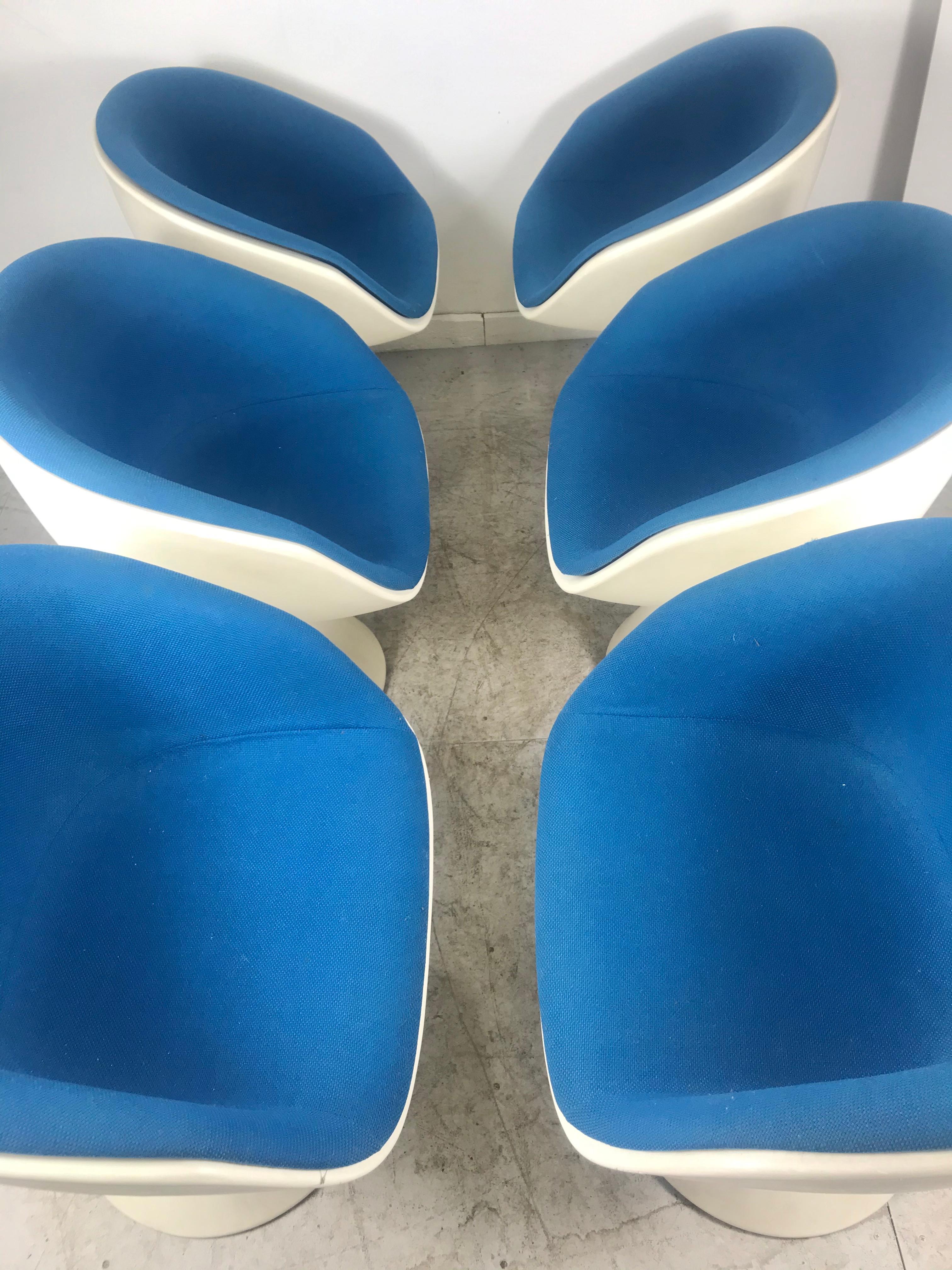 British Six Modern Space Age Swivel Tulip chairs by Maurice Burke for Arkana, 1960s