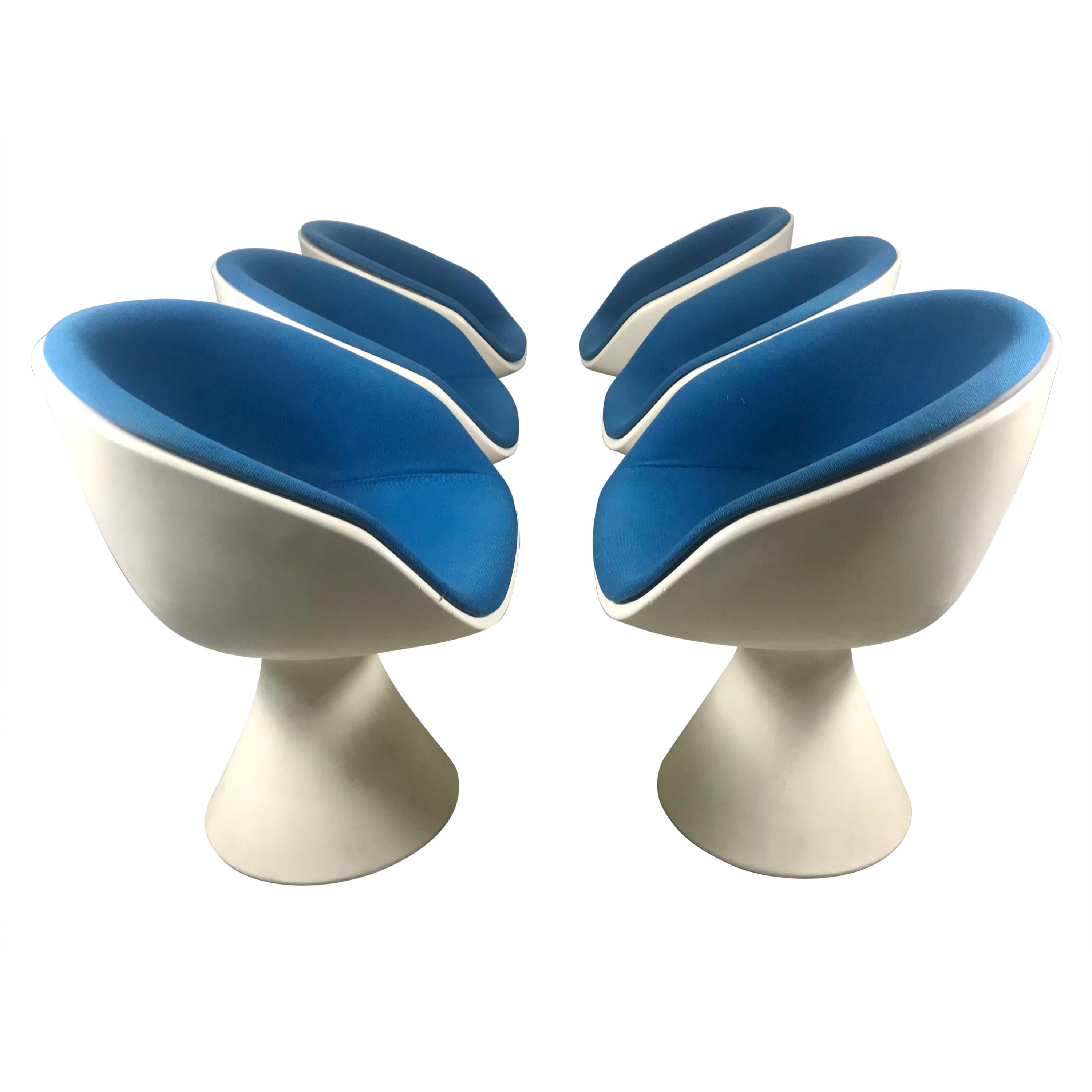Six Modern Space Age Swivel Tulip chairs by Maurice Burke for Arkana, 1960s