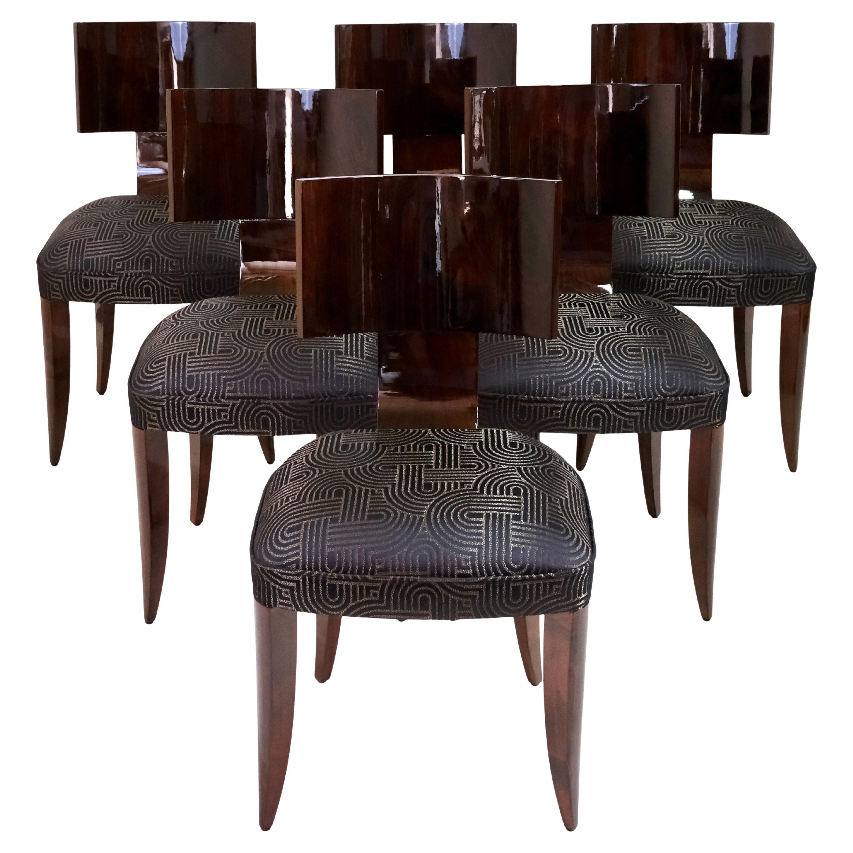 Six Modernist Art Deco Dining Chairs from 1930s France