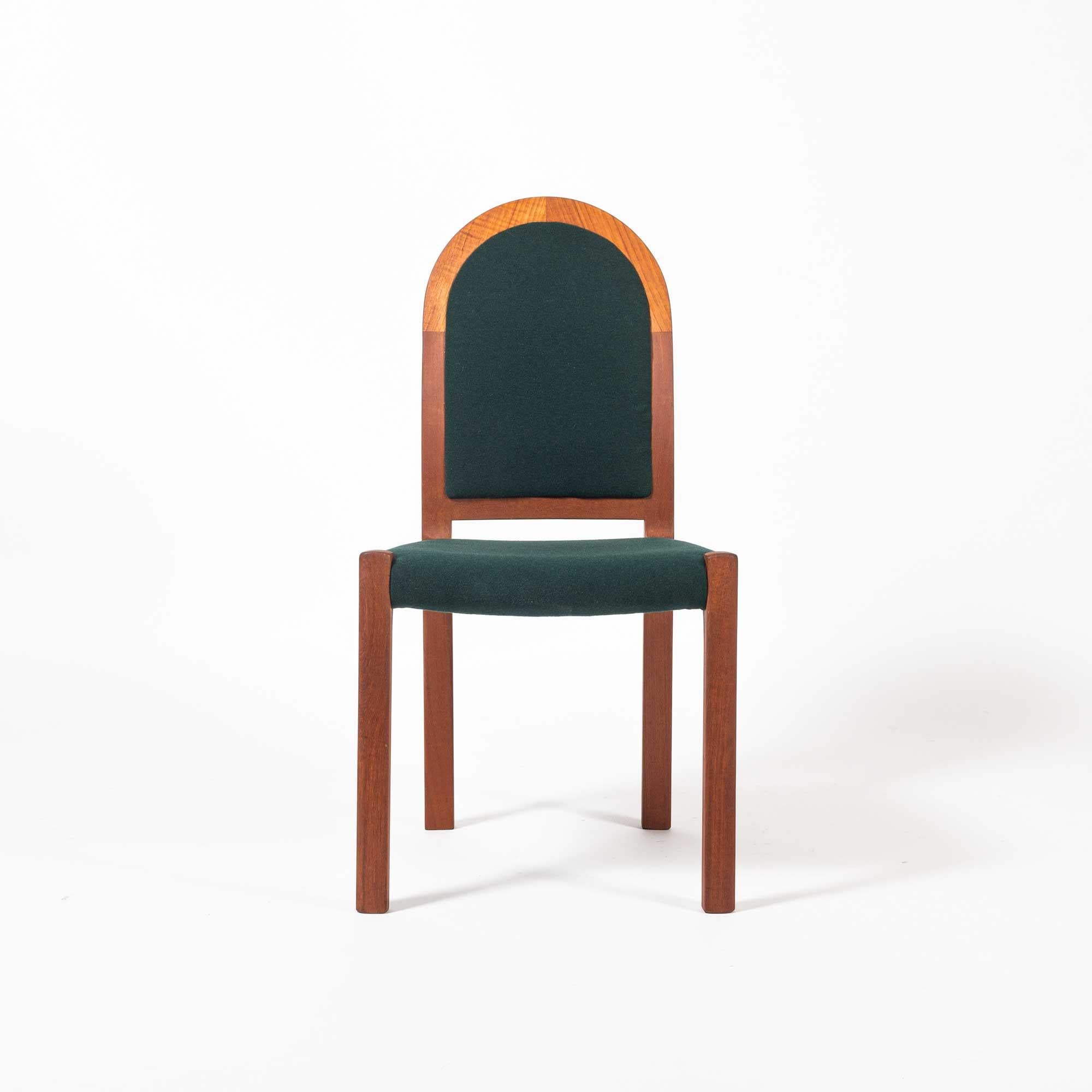 Mid-Century Modern Six Moller 311 Side Chair in Teak & Winter Green Wool