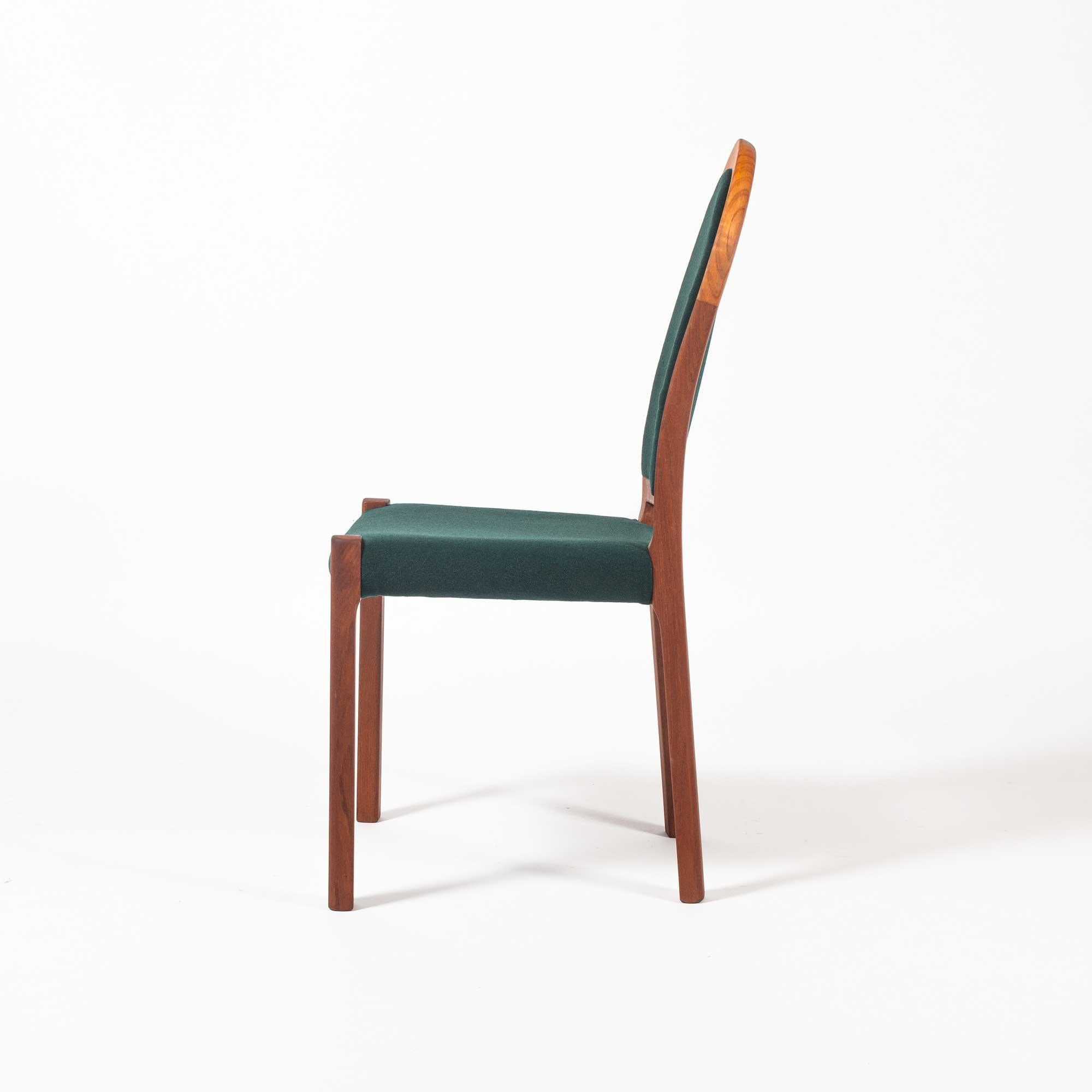 Danish Six Moller 311 Side Chair in Teak & Winter Green Wool