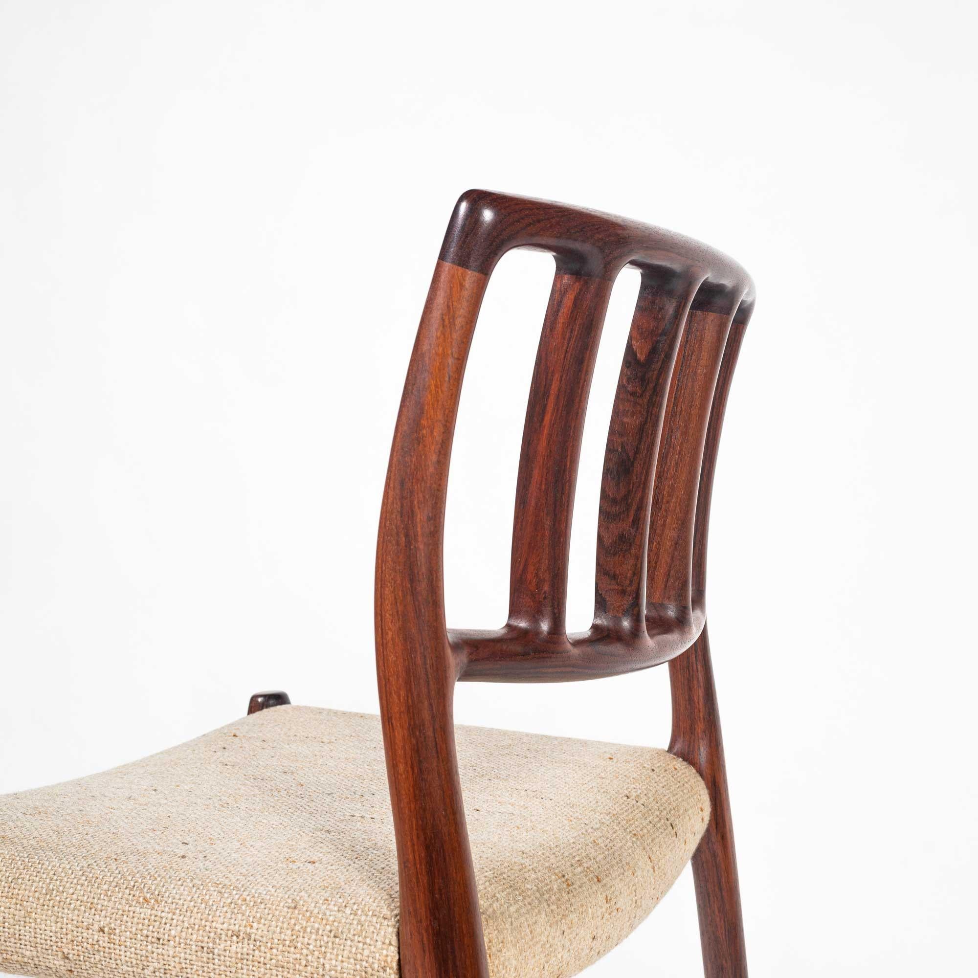 Danish Six Moller 83 Side Chair in Rosewood & Kvadrat Oatmeal Wool