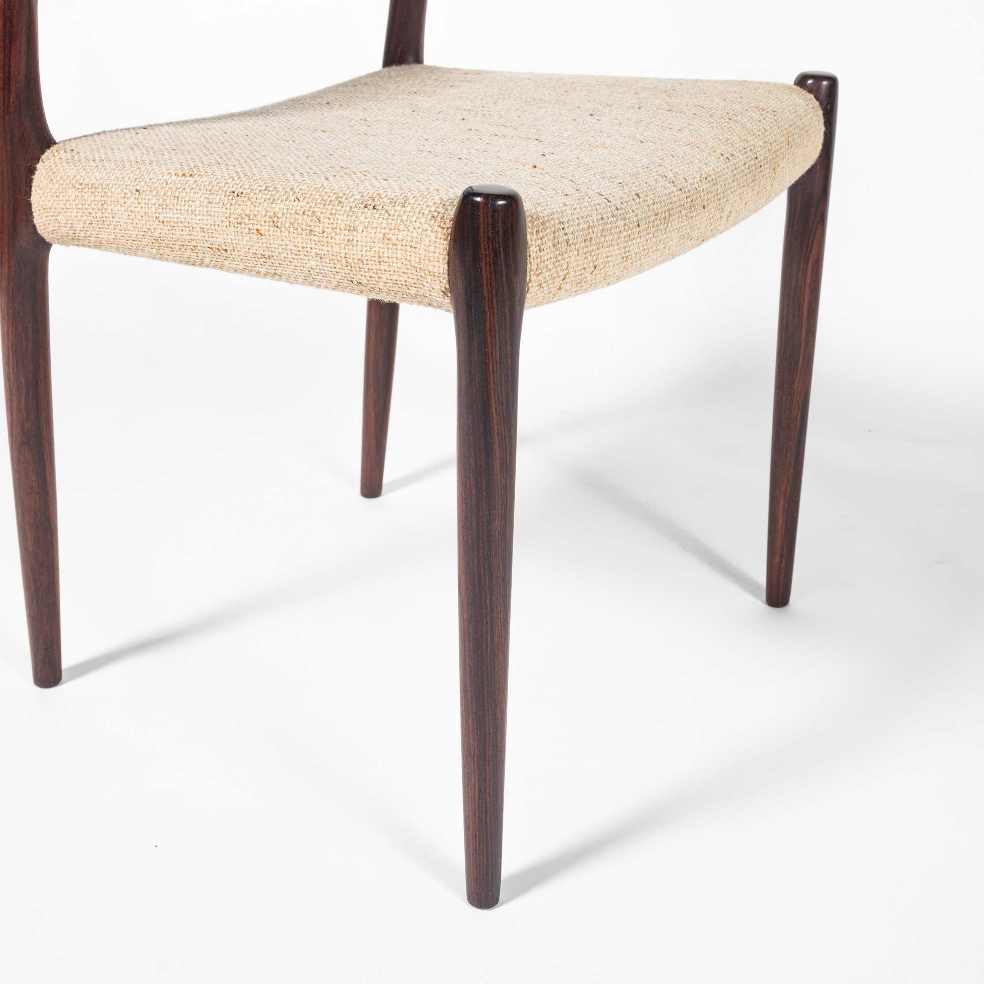 Late 20th Century Six Moller 83 Side Chair in Rosewood & Kvadrat Oatmeal Wool