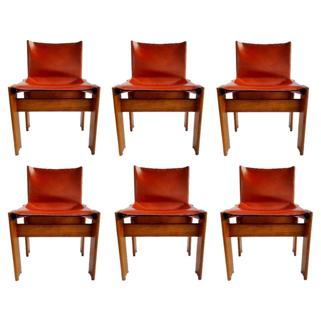 Six Monk Chairs Design Afra & Tobia Scarpa for Molteni, Italy, 1974 For Sale