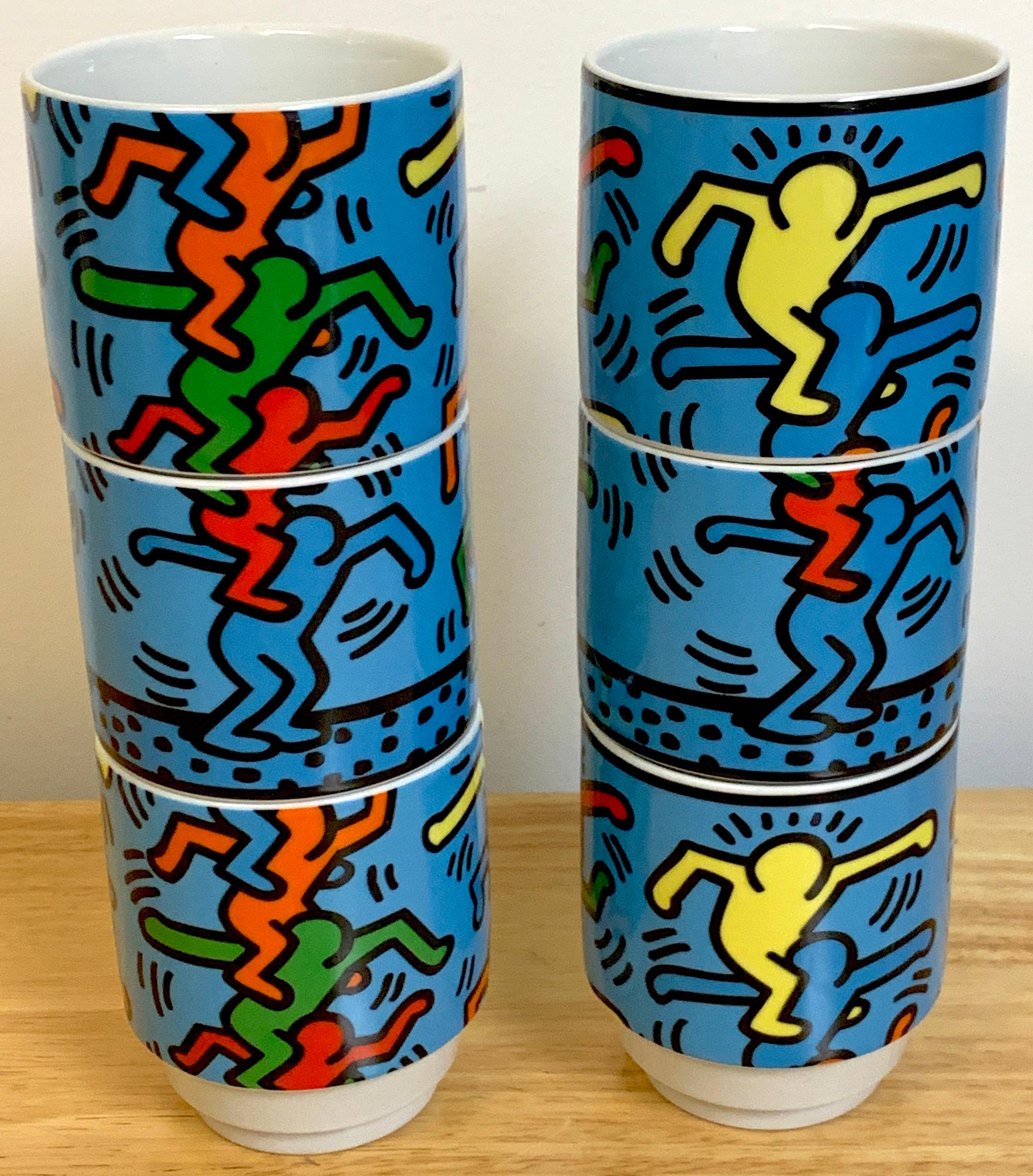 20ième siècle Six tasses de Keith Haring pour Konitz en vente