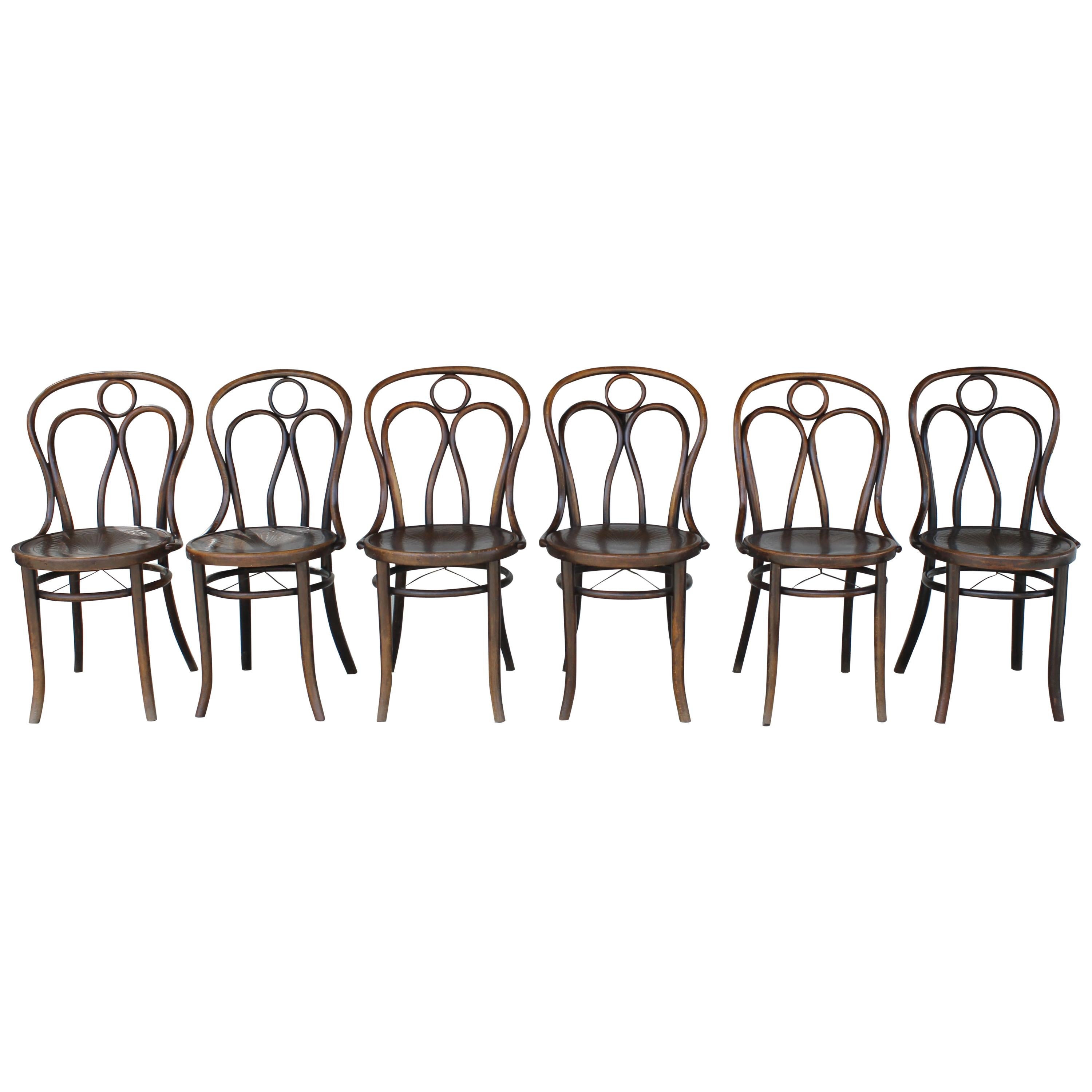 Six Mundus and J J Kohn Ltd Bentwood Chairs, Made in Czecho-Slovakia