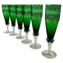 Vintage Six Murano Glasses in Colored Glass, Italy, 1970s