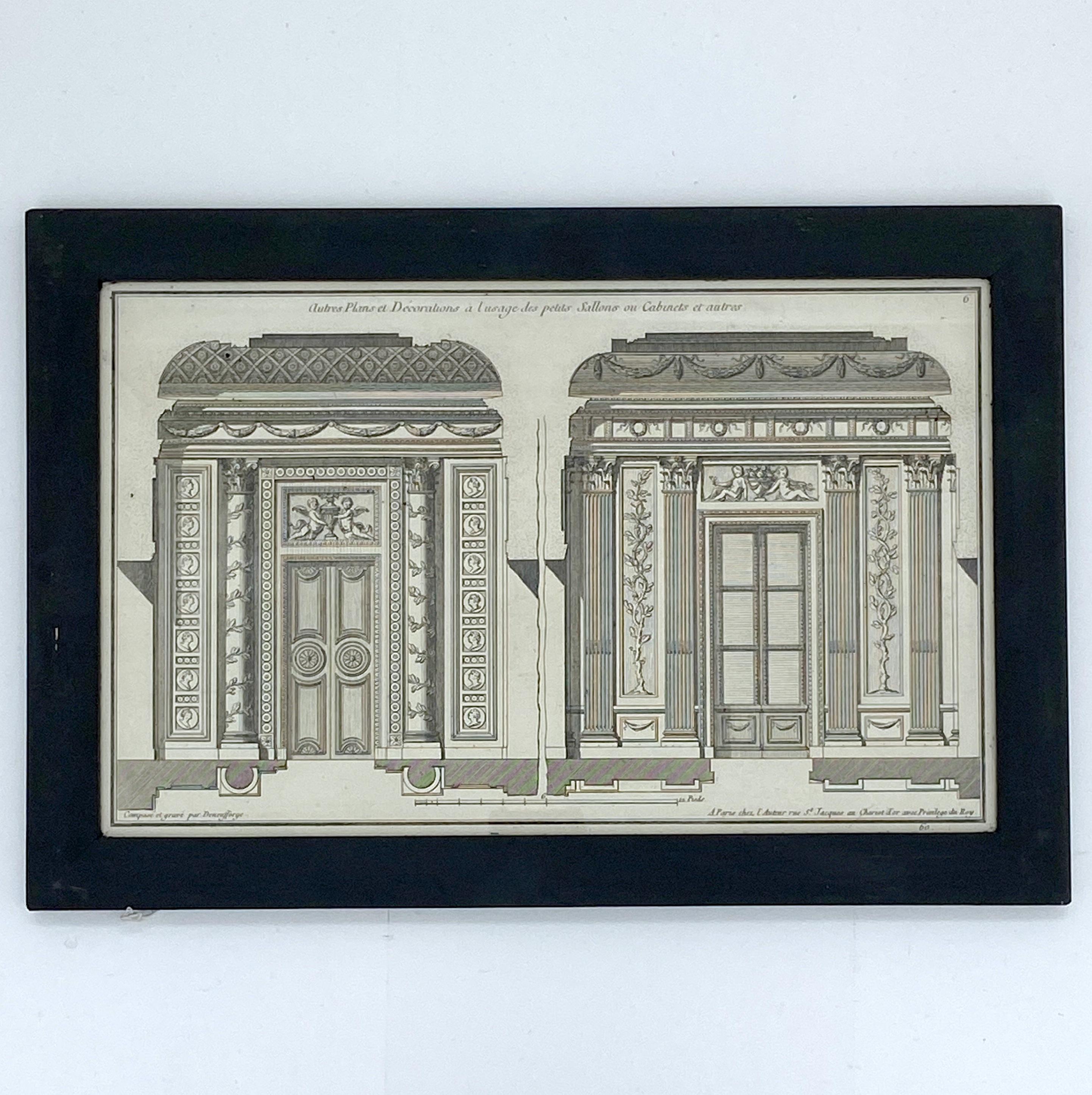 Belgian Six Neo Classical Architectural Engravings by Jean-François de Neufforge